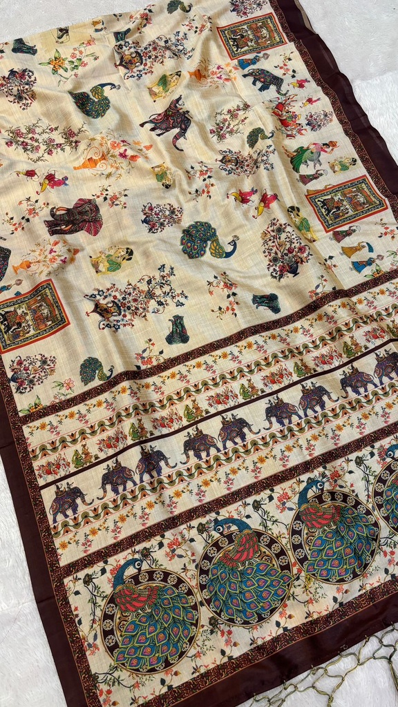 Tussar Silk Kalamkari Saree
